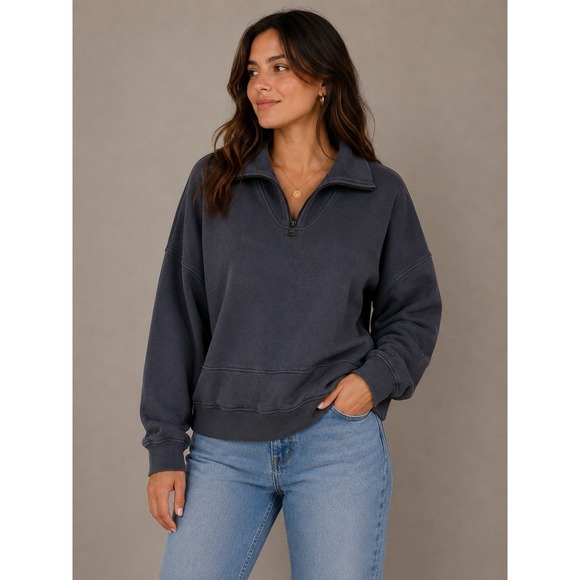 Outdoor Voices Tops - Outdoor Voices Charcoal Gray Quarter Zip Oversized Pullover Sweatshirt Small